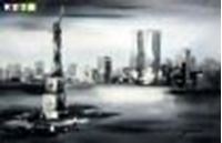 Picture of Modern Art New York Manhattan Skyline im Mondschein d89235 60x90cm imposantes Ölgemälde