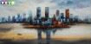 Afbeelding van Abstrakt - New York Manhatten Skyline f89040 60x120cm abstraktes Ölgemälde