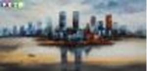 Bild von Abstrakt - New York Manhatten Skyline f89040 60x120cm abstraktes Ölgemälde