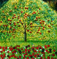 Afbeelding van Gustav Klimt - Der Apfelbaum g89069 80x80cm bemerkenswertes Ölgemälde handgemalt
