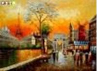 Picture of Modern Art Pariser Stadtleben am Abend i89095 80x110cm Ölgemälde handgemalt