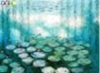 Resim Claude Monet - Seerosen & Weiden Spezialausführung mintgrün i89097 80x110cm Ölbild handgemalt