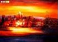 Εικόνα της Modern Art - Golden Gate Bridge am Abend i89120 80x110cm abstraktes Ölgemälde