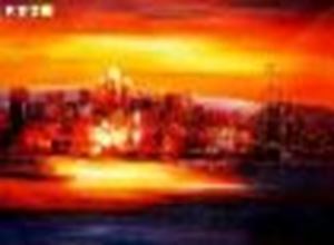 Εικόνα της Modern Art - Golden Gate Bridge am Abend i89120 80x110cm abstraktes Ölgemälde