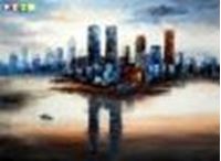 Afbeelding van Abstrakt - New York Manhatten Skyline i89124 80x110cm abstraktes Ölgemälde