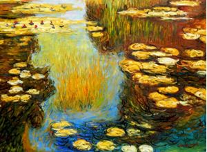 Image de Claude Monet - Seerosen im Sommer k89149 90x120cm exquisites Ölbild