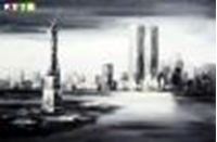 Resim Modern Art New York Manhattan Skyline im Mondschein p88337 120x180cm imposantes Ölgemälde