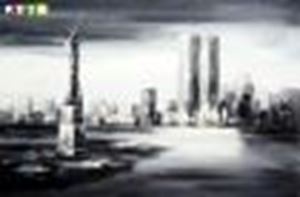 Picture of Modern Art New York Manhattan Skyline im Mondschein p88337 120x180cm imposantes Ölgemälde