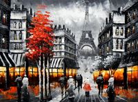 Εικόνα της Modern Art - Paris Spaziergang am Abend a89286 30x40cm Ölbild handgemalt