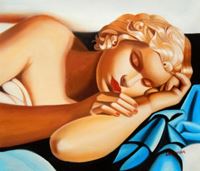 Afbeelding van Homage of Tamara de Lempicka - Die Schläferin I c89395 50x60cm Art Deco Ölbild handgemalt