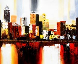 Picture of Abstrakt - New York  Downtown 2057 im Herbst c89398 50x60cm Ölgemälde handgemalt