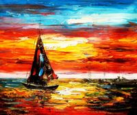Εικόνα της Modern Art - Sonnenuntergang bei Sylt c89406 50x60cm exzellentes Ölgemälde