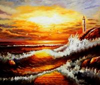 Imagen de Sylt - Brandung im Abendrot c89424 50x60cm exzellentes Ölbild handgemalt