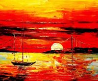 Εικόνα της Modern Art - Sonnenuntergang bei Sylt c89431 50x60cm exzellentes Ölgemälde