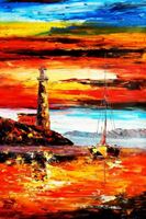 Εικόνα της Modern Art - Sonnenuntergang bei Sylt d89460 60x90cm exzellentes Ölgemälde