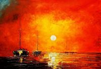 Εικόνα της Modern Art - Sonnenuntergang bei Sylt d89494 60x90cm exzellentes Ölgemälde
