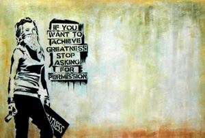 Picture of Homage to Banksy - Achieve greatness d89504 60x90cm exquisites Ölbild