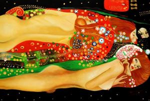 Εικόνα της Gustav Klimt - Wasserschlangen d89508 60x90cm imposantes Ölgemälde handgemalt