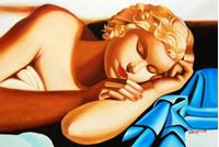 Afbeelding van Homage of Tamara de Lempicka - Die Schläferin I d89522 60x90cm Art Deco Ölbild handgemalt