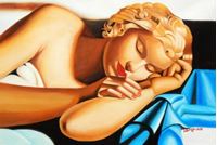 Afbeelding van Homage of Tamara de Lempicka - Die Schläferin I d89523 60x90cm Art Deco Ölbild handgemalt