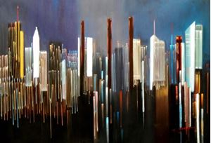 Obrazek Modern Art - New York city lights d89524 60x90cm exzellentes Ölbild
