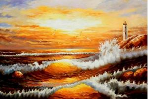 Imagen de Sylt - Brandung im Abendrot d89536 60x90cm exzellentes Ölbild handgemalt