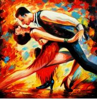 Εικόνα της Modern Art - The last dance II e89556 60x60cm exquisites Ölbild
