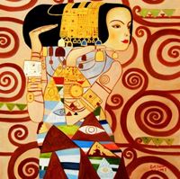 Resim Gustav Klimt - Die Erwartung g89594 80x80cm exquisites Ölgemälde