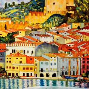 Εικόνα της Gustav Klimt - Malcesine am Gardasee g89597 80x80cm Ölbild handgemalt