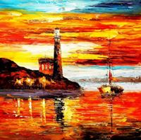Εικόνα της Modern Art - Sonnenuntergang bei Sylt g89602 80x80cm exzellentes Ölgemälde