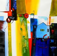 Εικόνα της Modern Art - Abstrakt New Yorker Hafen g89607 80x80cm Ölgemälde handgemalt