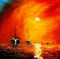 Εικόνα της Modern Art - Sonnenuntergang bei Sylt g89611 80x80cm exzellentes Ölgemälde