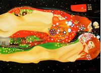 Afbeelding van Gustav Klimt - Wasserschlangen i89657 80x110cm imposantes Ölgemälde handgemalt