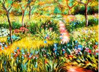 Resim Claude Monet - Monet´s Garten in Giverny i89669 G 80x110cm exzellentes Ölgemälde