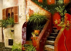 Εικόνα της Piazza Terracotta i89676 80x110cm Ölgemälde handgemalt