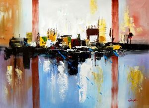 Εικόνα της Abstract - City in the Sea of light i89679 80x110cm abstraktes Ölgemälde