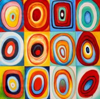 Resim Wassily Kandinsky - Farbstudie Quadrate m89731 120x120cm exquisites Ölgemälde
