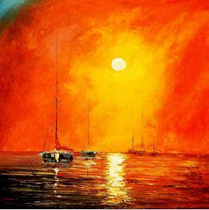 Εικόνα της Modern Art - Sonnenuntergang bei Sylt m89742 120x120cm exzellentes Ölgemälde