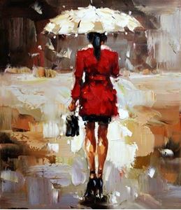 Εικόνα της Modern Art - Raingirl c90122 50x60cm exquisites Ölgemälde