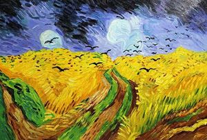 Afbeelding van Vincent van Gogh - Kornfeld mit Krähen d90155 60x90cm Ölgemälde handgemalt