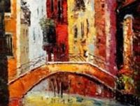 Εικόνα της Modern Art - Kanalansicht in Venedig a89790 30x40cm abstraktes Ölbild