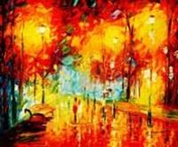 Εικόνα της Modern Art - Paris Spaziergang im Herbst c89898 50x60cm Ölbild handgemalt