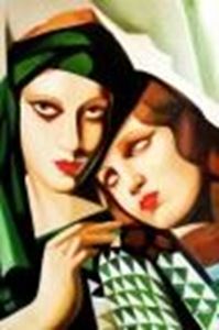 Afbeelding van Homage of Tamara de Lempicka - Der grüne Turban d89950 60x90cm exquisites Ölbild