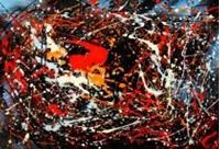 Afbeelding van Homage of Pollock - Number 5 d89965 60x90cm abstraktes Ölgemälde handgemalt