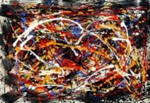 Afbeelding van Homage of Pollock - Number 1 d89990 60x90cm abstraktes Ölgemälde handgemalt