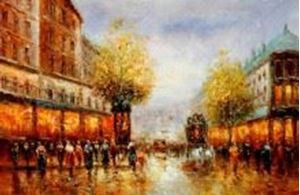 Εικόνα της Modern Art - Paris Spaziergang im Herbst d89994 60x90cm Ölbild handgemalt