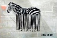 Afbeelding van Homage to Banksy - The bar code zebra d90004 60x90cm exquisites Ölbild