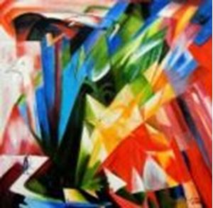 Afbeelding van Franz Marc - Vögel g90251 80x80cm Expressionismus Ölbild handgemalt