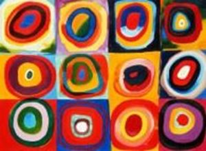 Εικόνα της Wassily Kandinsky - Farbstudie Quadrate i90281 80x110cm exquisites Ölgemälde