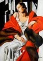 Afbeelding van Homage to T. de Lempicka - Portrait der Madame Boucard i90301 80x110cm Art Deco Ölgemälde handgemalt